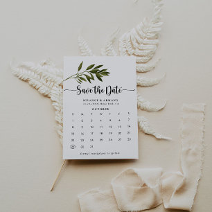 Botanische grüne Blätter Save the Date Kalender