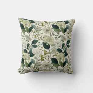 Botanische Grüne Blumen Creme Florales Muster Kissen
