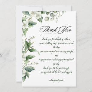Botanische grüne elegante Dankeskarten Dankeskarte