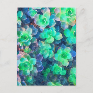 Botanische grüne Farbtöne Blütensukkulatur Postkarte