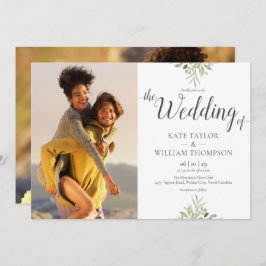 Botanische Grüne Skript Hochzeit Fotos Einladung