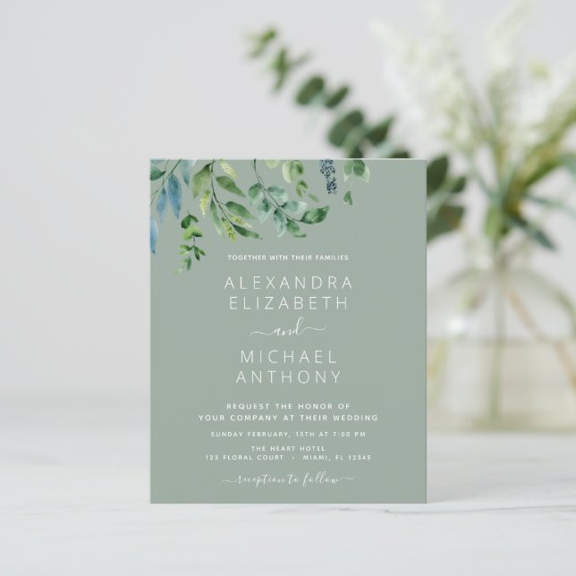 Botanische Grüne Smaragdgrüne Hochzeit (Stehend Vorderseite)