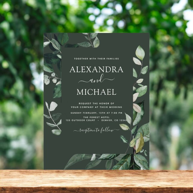 Botanische Grüne Smaragdgrüne Hochzeit Flyer (Von Creator hochgeladen)