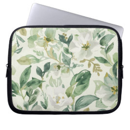 Botanische grüne Wasserfarbe Florale Blätter Natur Laptopschutzhülle