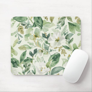 Botanische grüne Wasserfarbe Florale Blätter Natur Mousepad