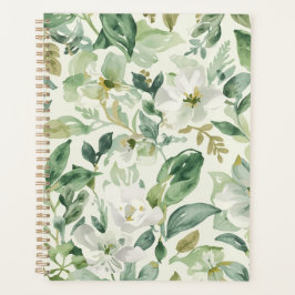 Botanische grüne Wasserfarbe Florale Blätter Natur Planer
