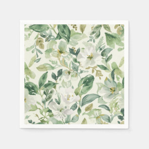 Botanische grüne Wasserfarbe Florale Blätter Natur Serviette