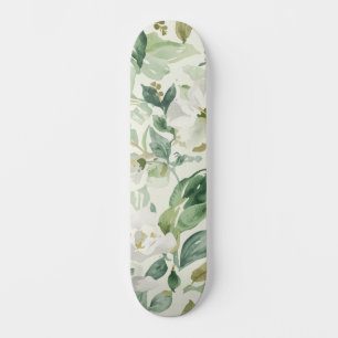 Botanische grüne Wasserfarbe Florale Blätter Natur Skateboard