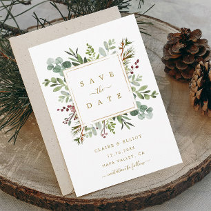 Botanische Grüne Weihnachtsfeiertag Goldhochzeit Save The Date