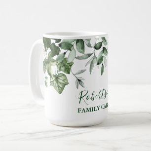 Botanische Grünfamilie Wasserfarbe Große Kabine Kaffeetasse