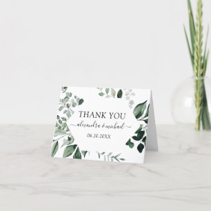 Botanische Grünfolien Wasserfarbe Hochzeit als Dankeskarte