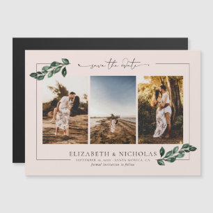 Botanische Grünpflanzen 3 Foto Hochzeit - Termin Magneteinladung