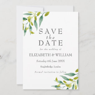 Botanische Grünpflanzen Blätter Hochzeit Save the Date
