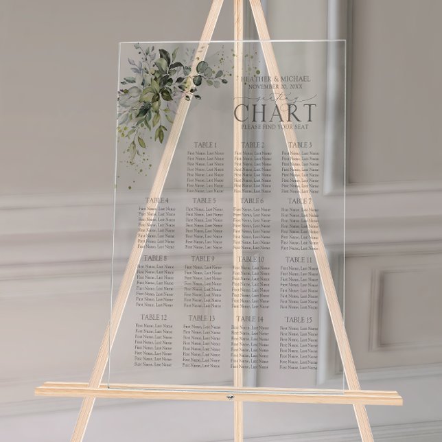 Botanische Grünpflanzen Blumen Empfang Sitzplatz Acrylschild (Wedding Seating Chart!
)