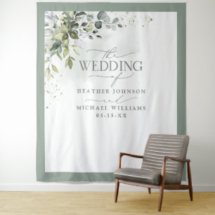 Botanische Grünpflanzen Blumenwasser Foto Hochzeit Wandteppich