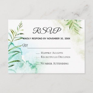 *~* Botanische Grünpflanzen Elegant Wedding UAWG Begleitkarte