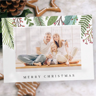 Botanische Grünpflanzen Foliage Moderne Weihnachte Feiertagskarte