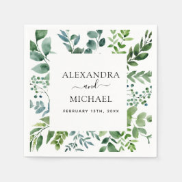 Botanische Grünpflanzen Foliage Wasserfarbe Hochze Serviette