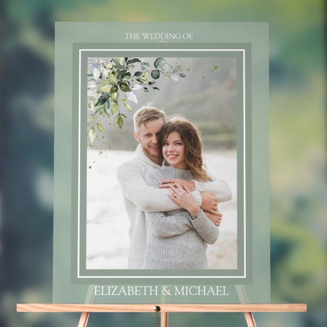 Botanische Grünpflanzen Foto Hochzeit Acrylschild (Neutral)