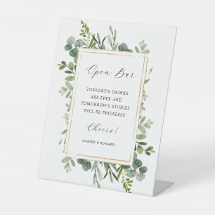 Botanische Grünpflanzen Hochzeit Open Bar Sockelschild