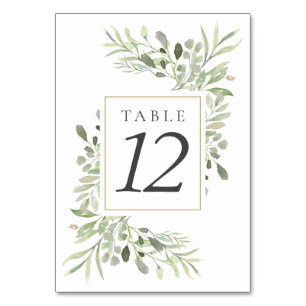 Botanische Grünpflanzen Hochzeiten Tischnummern