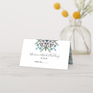 Botanische Grünpflanzen Mandala Florale Hochzeitsf Platzkarte