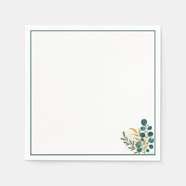 Botanische Grünpflanzen Minimal Cocktail Serviette (Vorderseite)