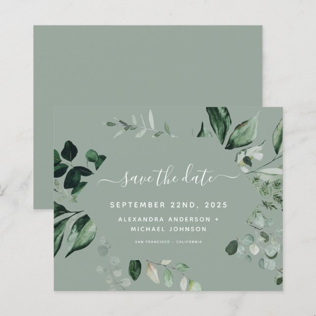 Botanische Grünpflanzen Sage Green Wedding (Vorne/Hinten)
