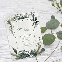 Botanische Grünpflanzen Salbeigrüne Gartenhochzeit Ankündigungspostkarte