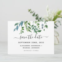 Botanische Grünpflanzen Wasserfarben-Hochzeit