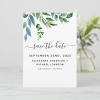 Botanische Grünpflanzen Wasserfarbenen Hochzeit