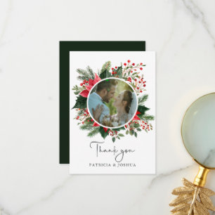 Botanische Grünpflanzen Weihnachts-Hochzeitsfoto Dankeskarte