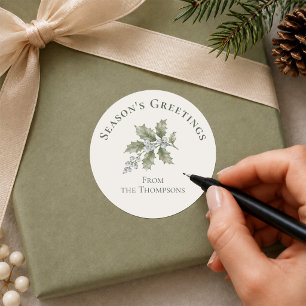 Botanische Grünpflanzen Weihnachtsgrüße Runder Aufkleber