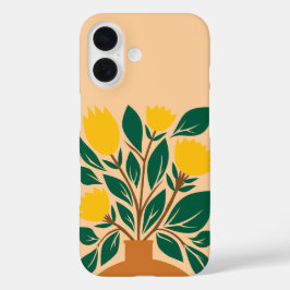 Botanische Hand zeichnend Blumentöpfe iPhone 16 Hülle