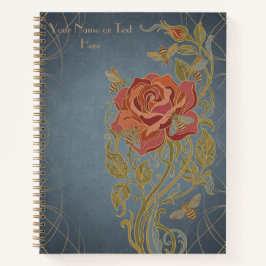 Botanische Harmonie: Die Rose und die Honigbiene i Notizbuch