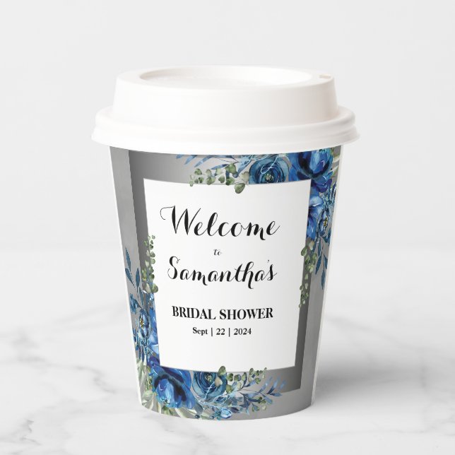 Botanische Harmonie: Silber-Trimmes Brautparty Pappbecher (Vorderseite)