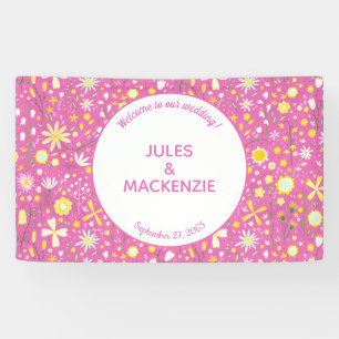 Botanische, hellrosa Wildblume Banner