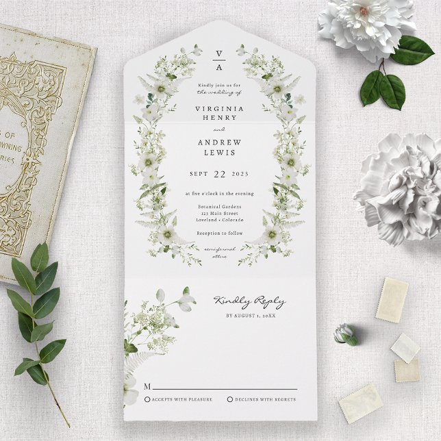 Botanische Hochzeit All In One Einladung (Von Creator hochgeladen)
