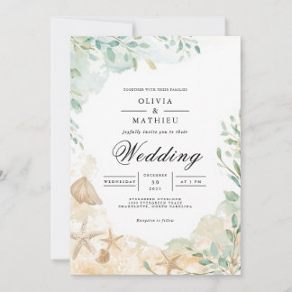 Botanische Hochzeit am Meer Einladung