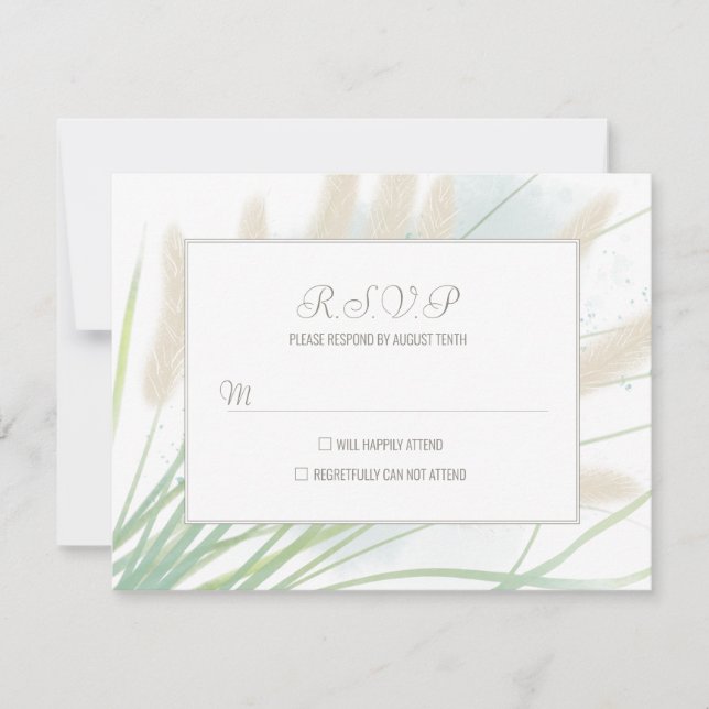 Botanische Hochzeit an der Küste RSVP Karte (Vorderseite)