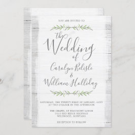 Botanische Hochzeit aus rustikalem Holz + Details Einladung