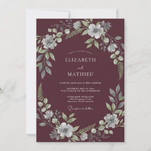 Botanische Hochzeit Bordeaux Lush Einladung