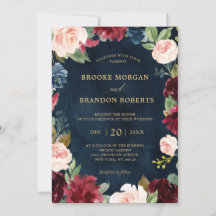 Botanische Hochzeit der Burgund Navy Blush Floral