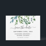 Botanische Hochzeit der grünen Foliage Save The Date<br><div class="desc">Grüne Kräuter - Grüne Blätter Wasserfarben Frühjahr Hochzeit Elegant und Moderne Save the Date auf weißem Hintergrund - beinhaltet schöne und elegante Schriftzeichen mit modernen botanischen Blätter und Grün für die besondere Hochzeitstagsfeier.</div>