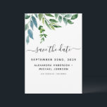Botanische Hochzeit der grünen Foliage Save The Date<br><div class="desc">Grüne Kräuter - Grüne Blätter Wasserfarben Frühjahr Hochzeit Elegant und Moderne Save the Date auf weißem Hintergrund - beinhaltet schöne und elegante Schriftzeichen mit modernen botanischen Blätter und Grün für die besondere Hochzeitstagsfeier.</div>