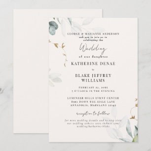 Botanische Hochzeit der Light Champagne Einladung