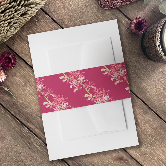 Botanische Hochzeit der Roten Orchideen Einladungsbanderole (Von Creator hochgeladen)