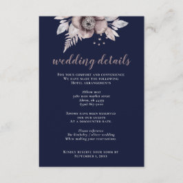 Botanische Hochzeit der Rustikalen Marine Mauve Begleitkarte