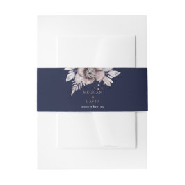 Botanische Hochzeit der Rustikalen Marine Mauve Einladungsbanderole