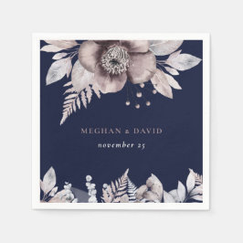 Botanische Hochzeit der Rustikalen Marine Mauve Serviette